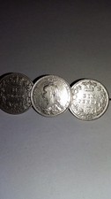 Silver Victoria 3 Coin Brooch 1890