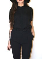 Trend Bluse Schwarz transparent Unikat Blogger Chiffon Tunika Dress Boho Granny