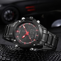 NAVIFORCE Herren Uhr Quarzuhr Armbanduhr Herrenuhr Digital Dual Edelstahl D3Q1