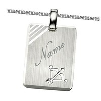 moderne Sternzeichen Gravur Anhänger mit Namen Datum und Kette Echt Silber 925