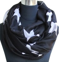  XXL-Gross-Vintage-Sternen-Rundschal-Loop-Viskose-Tuch-Schal-Neu-L1932A  