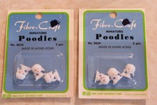 6 Vintage White Poodle Dog Figurines Dollhouse Miniatures Fairy Garden 1/2"