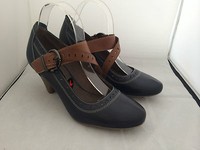 Tamaris Spangenpumps Pumps Damenschuhe Echtleder blau Größe 41+42 NEU 