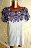 SCHUMACHER - stylisches Damen-Shirt grau-lila, Gr.M/L, TOP!!!