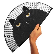 Fd4437 Japanese Cat Kitten Silk Bamboo Hand Fan Cartoon Folding Fan Party Gift