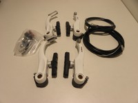 Bremse V-Brake weiß Komplet Satz: VR + HR +Züge Fahrrad Bremsen   15001