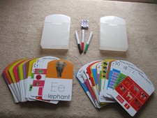 Childrens learning Practice Wipe off Flash Cards 2 Sets w / Markers, and Cloth