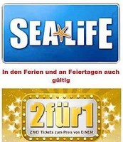 1 X SEA LIFE  2 FÜR 1 GUTSCHEIN / FREIKARTE  8 STANDORTE GÜLTIG BIS 31.03.2017