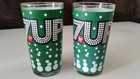 (2)7up Vintage Drinking Soda Glass Cup Rare Green 7 Up Bubbles 8 oz?