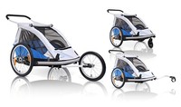 TOP Anhänger 2014 XLC Duo BS-C02 Fahrradanhänger Kinderanhänger blau/silber