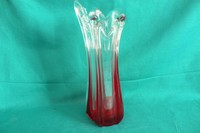 schwere Glasvase nach Muranoart, Vase, Zipfelvase, Blütenkelchvase,