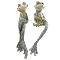 Langbeiniger Gartenfrosch Kantensitzer 23cm Gartenfigur Garten Deko Figur