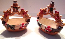 2 - VINTAGE CHRISTMAS BROWN  CANDY bowl