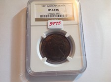 1871 Great Britain Penny Ngc Ms 62 Brown