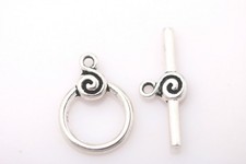 Free Shipping 5Sets Tibetan Silver Jewelry Round Findings Toggle Clasps Za202