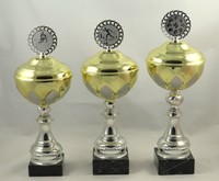 3 er Serie Pokale 40 - 37 cm in Gold/Silber  inkl. Gravur und Emblem 