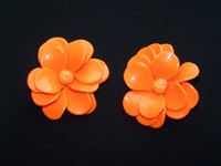 70er Jahre Ohrringe Clips Vintage Neonorange  Modeschmuck (76)