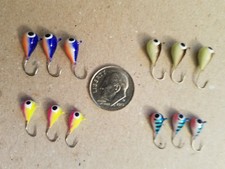 New listing
(12) tungsten ice jigs glow Uv #10 and #12 hook fishing lure