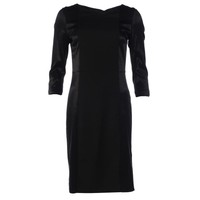 IN WEAR Dress Black Wool Blend Lined Knee Length Two Tone Size 42 / UK 16 WP 850