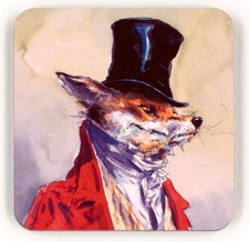 Drinks Coaster with a Funny dressed up fox, Coast01