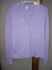 ~AMERICAN APPAREL Misses Cardigan SWEATER Lavender BTS Top Sz S 8