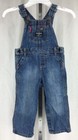 OshKosh Girl Blue Denim Overalls with Pink Stitch Detail, Size 18m