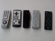 Lot of Five (5) Assorted Audio Remote Controls : Not Tested : Teac : Sony : Aiwa