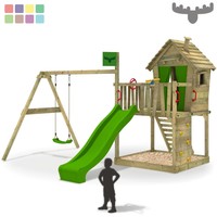FATMOOSE DonkeyDome Double XXL Spielturm Kletterturm Baumhaus Schaukel Holz X