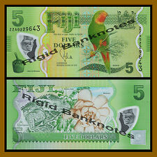 Fiji 5 Dollars, 2013 P-New Prefix-Zz Replacement Polymer Kulawai Parrot Unc