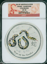 2013-P $30 Australia Snake 1 Kilo Silver Gemstone Eye Ngc Sp70 Mintage: 5,000 !