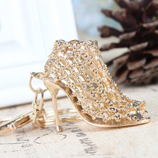 Crystal Shoe High Heel Keyring Pendant Key Bag Chain Ring Car Bag Keychains New
