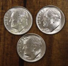 1954 P D S Roosevelt Dimes Ch Bu Luster! 90% Silver Us Free Shipping!