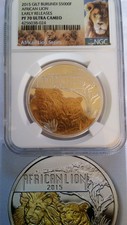 2015 Gilt Burundi $5000F African Lions Ngc Pf70 Ucam Early Release 1 of 500 +Coa