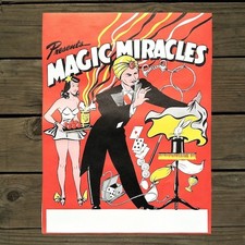 Vintage Original Magic Miracles Magician Rabbit Poster 1950s Nos Unused Old