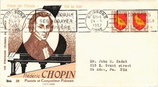 Dr Jim Stamps Honoring Frederic Chopin Fdc France Cover 1957