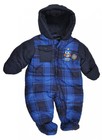 London Fog Infant Boys Blue Plaid Snowsuit/Pram Size 6/9M 