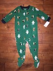 NWT Carter's Boys Green Penguin Bear Moose Pajamas Sz 18 Mon Footed Zip Up