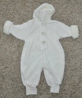 LNC-Girls Small Creations Lord & Taylor White Fleece 1 Pc Hooded Pram-sz 12 mths