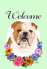 Garden Indoor/Outdoor Welcome Flag (Flowers) - English Bulldog 630251