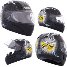 Snowmobile Helmet Youth Full Face Double Lens Medium Black Ckx Rr601Y Mad Bee