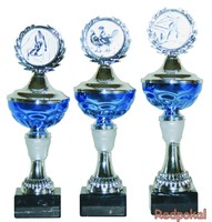 3er Serie Pokale in Blau-Silber 23 - 25 cm inkl. Gravur und Emblem L69