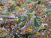 Green & Purple Hippy "Sunshine" Floral Dress fabric. 58" Wide. Lovely Texture!