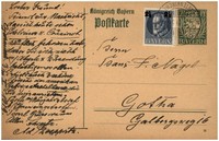 191 Ganzsachen PK Bayern 7 1/2 Pf. mit Zusatzfrankatur Überdruck nach Gotha gel