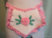 Super Sweet Vintage Child's Handcrafted Crocheted Rose Motif Half Apron