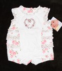 Nwt Vitamins Baby Size 6 Months Ivory Romper Outfit Ruffles Floral NEW