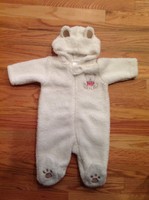 Carter's Just One Year White Bear Fuzzy One-piece Size 0-3 Months