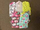 Guc Toddler Girls Carters Size 4T Lot Sleepers Flannel Pajamas Zip Up Sleep Play
