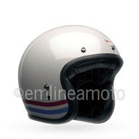 Helm Jet Bell Custom 500 Stripes Pearl White - XL