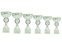 Pokalserie | 6 Pokale silber inklusive Gravur und 25mm Sportemblem