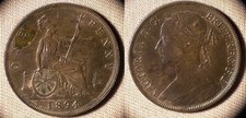 Great Britain : 1894 1 P Ch.Au Luster , Some Rough Spots # 755 Ir1863